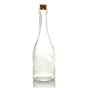 6.6" Stella Clear Vintage Glass Bottle with Wedding Flower Bud Vase with Cork
