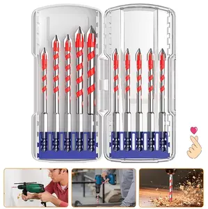 A comprehensive10-piece drill bit ，It features a four-tooth serrated design, carbide drill bits, a manual hole opener，set specifically designed for hard materials such as rigid metal, steel, tiles, concrete, glass, bricks, and wood.