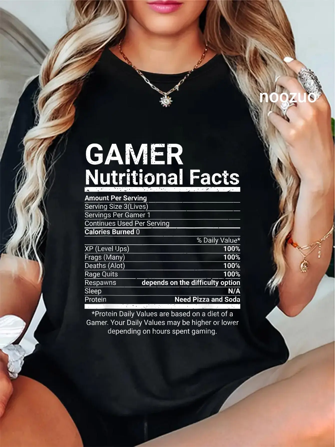 100% Cotton Gamer Nutrition Facts Video Games Computer Nerd T-Shirt