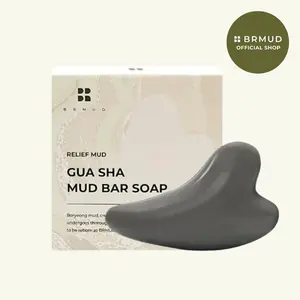 [Official Shop] BRMUD Relief Mud Gua Sha Mud Bar Soap 100g - 3 in 1 Soap | Cleansing, Moisturizing, Lifting | Body Care, Face Wash, Spa, Massage, Wellness | Soothing Cleansing Experience with Sea Silt & Botanical Oils for Detoxification and Nourishment