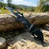 Black Bat-Shaped Handle Folding Knife - Sharp Double-Blade Fruit & Vegetable Knife for Camping, Fishing - Ideal Outdoor Sports Accessory Gift