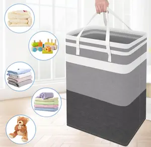 3-Pack Large Laundry Hamper Set – Foldable Fabric Laundry Baskets with Handles, Gray & White Dirty Clothes Organizer, Collapsible Storage Bins for Bedroom, Bathroom, Laundry Room, College Dorm, Home Organization