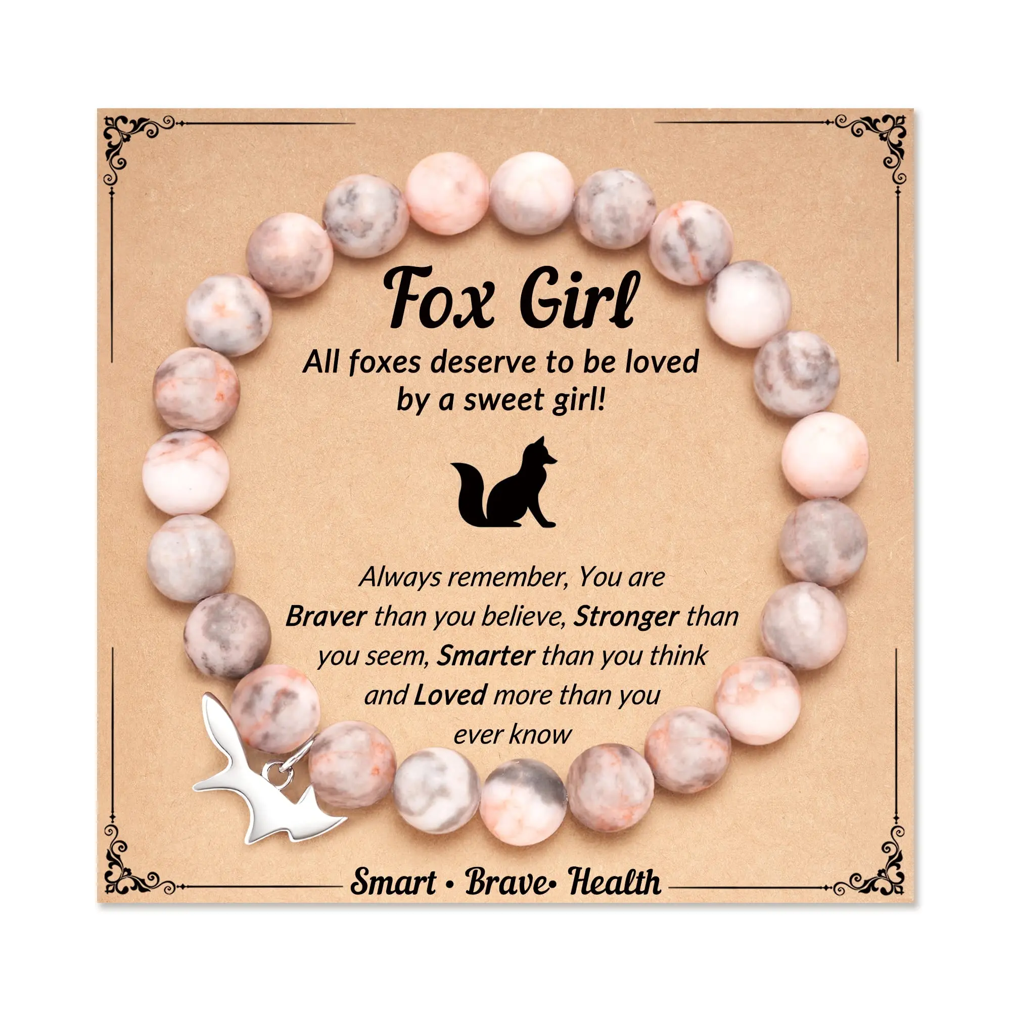 Natural Stone Fox Charm Artificial Gemstone Bracelet for Female Youth, Ideal Christmas, Thanksgiving Animal-Themed Gifts, Animals