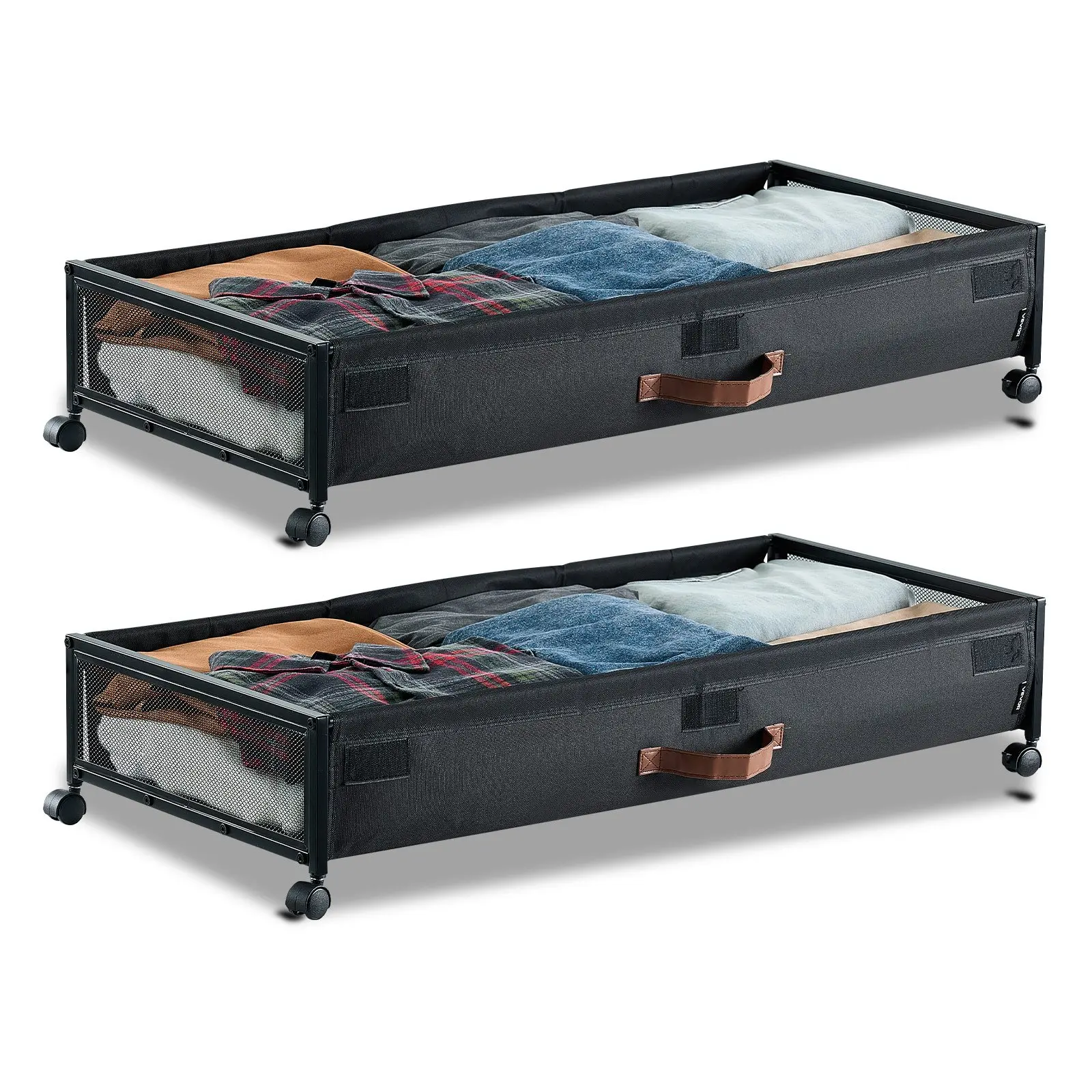 【DealsForYouDays】【DealsForYouDays】 VEVOR 2-Pack Under Bed Storage Boxes with Wheels, 36.0x18.1x7.3 in, Clear Lid Underbed Containers, Rolling Organizer for Clothes, Shoes, Blankets in Bedroomsdealsforyoudays