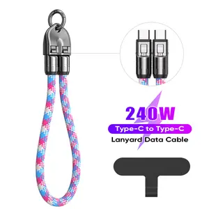 240W USB-C Fast Charging Phone Lanyard | 7mm Nylon | Crossbody/Wrist Strap | iPhone Braided 2-in-1 Phone Lanyard & Charging Cable - Anti-Loss Wrist Strap Durable Smartphone