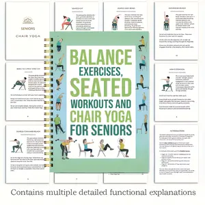 Senior & Mid-Life Yoga Notebook, Portable Fitness Planner, 50 Pages Seated Yoga Guide, Ideal Gift for Home Gym Care Facility