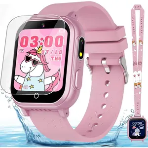 Watch  for Girls Ages 3-12, IP67 , 32 Puzzle , HD Touchscreen Dual Camera Vedio Pedometer Music Player,  Watch  Birthday Gifts for Girls Ages 5 6 7 8 9 10 (Pink)