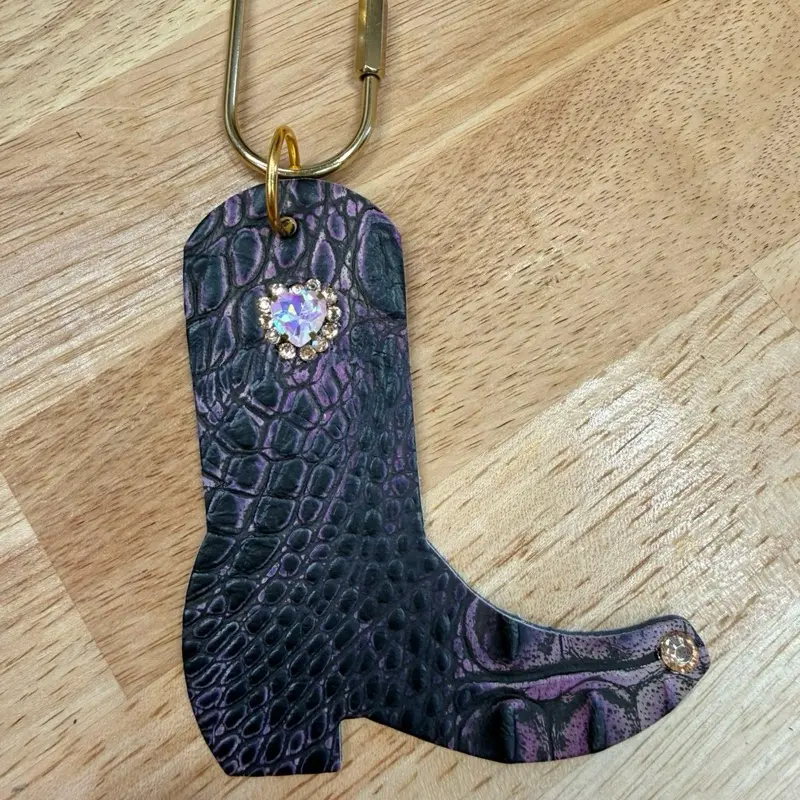 Handmade leather boot keychain