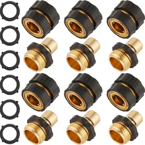 6 Set Quick Connect Hose Fittings for Garden Hose Quick Connector with Gasket, 3/4 Inch GHT Male and Female Attachment Quick Release Water Hose Adapter