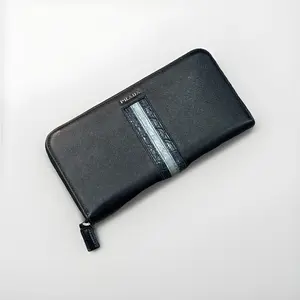 Pre-owned PRADA As Seen On Screen As Seen On Screen G68 Saffiano Leather Striped Zip Around Wallet W Box ️ $599