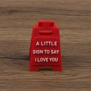 1pc Mini "I Love You" A-Frame Sign, Romantic Mini Warning Sign Tabletop Decor, Acrylic Desktop Decoration, Durable Silicone/Plastic Material, Cute Desk Ornament for Valentine's Day, Anniversaries & Couple Gifts