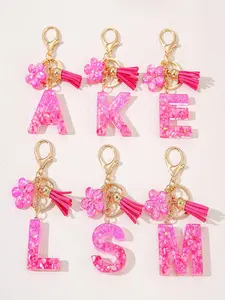 Letter Design Keychain, Cute Tassel Decor Keychain for Women & Girls, Fashion Accessories for Bag Decoration, Trendy All-match & Exquisite Keychain for Birthday Gift, Keychain for Bags