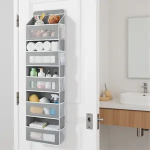 Hangable Over-the-Door Organizer Storage Bag, Traditional Damage-Free No-Drill Room Storage with Compartments, 5 Large Pockets, 44lb Load-Bearing Hanging Shelf for Bathroom & Bedroom, Space-Saving Home Organizer