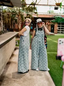 ROAD TRIP CHECKERED DENIM OVERALLS