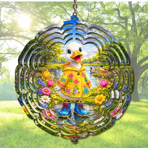 Duck in Raincoat Wind Spinner | 10 Inch Colorful Garden Decor | Cute Spring Outdoor Hanging Spinner