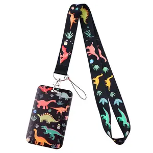 Colorful Dinosaur Pattern Neck Strap Lanyards Keychain Women Men Badge Holder USB ID Card Pass Hang Rope Lariat Lanyard for Key Rings Accessories Teachers Students Gifts