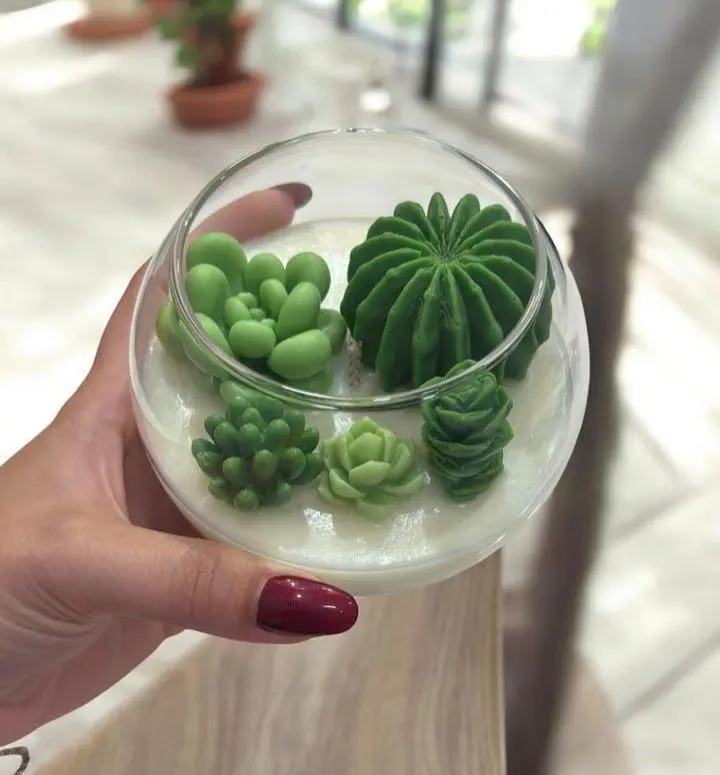 Cactus Candle Non-Toxic with Delicate Cactus Flower Fragrance and Artistic Cactus Design for Nature-Inspired Elegance