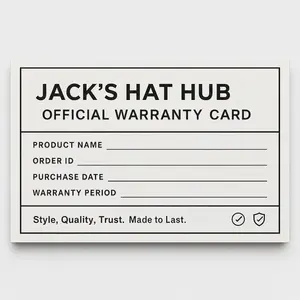Official Warranty Card -Jack's Hat Hub Store