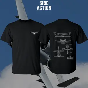 Tactical Heritage A-10 Thunderbolt II Blueprint Double-Sided T-Shirt/Hoodie Vintage Fairchild Republic Graphic Tee, Retro Ground Attack Aircraft Streetwear, Heavy Cotton Tactical Collection, Gift for Men