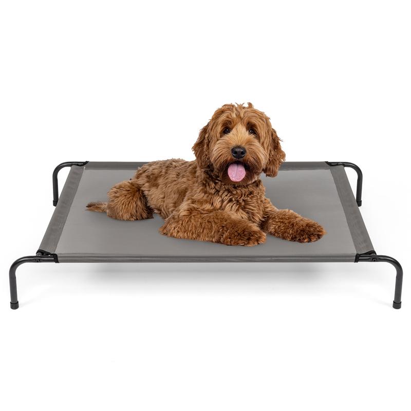 Elevated Pet Bed 43"D x 26"W x 8"H Gray Cooling Design for Year-Round Use with Joint-Relief Comfort Durable Frame & Recyclable Textilene Mesh