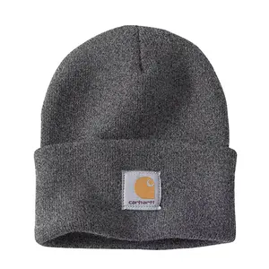 Carhartt Unisex Coal Heather Icon Essential Beanie - 100% Acrylic Rib Knit Men's Accessory, Fold-Up Cuff, Carhartt Patch Detail, Durable Casual Cuffed Hat, Men's Accessories