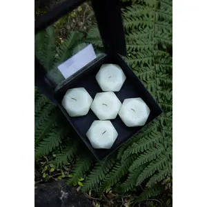 Crystal Tea Light Set of 5 Beeswax Candles