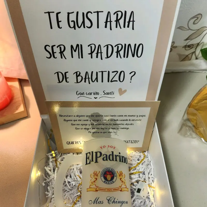 Godfather Proposal Gift Box with 16oz Glass El Padrino Mas Chingon Te Gustaria Ser Mi Padrino de Bautizo?