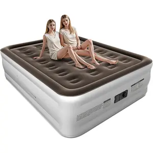 Full Air Mattress with Built in Pump Raised, 2 Min Self Inflatable Mattress, 18'' Blow up Mattress for Adults, 660 LBS Portable Air Bed for Guest, Camping, Travel & Floor, Brown