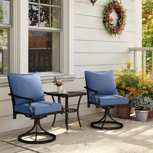 Patio Chair Cushions Set of 2 – Blue, with Seat & Backrest. Quick-Drying, Water-Repellent Fabric. High-Density Foam – Retains Shape. Fade Resistant & UV Protected