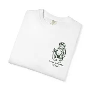 Lady's "Twas the Carbs" Graphic T-Shirt - Short-Sleeve Knit Cotton Flannel Top, Casual Streetwear Style, Fit Womenswear Tee