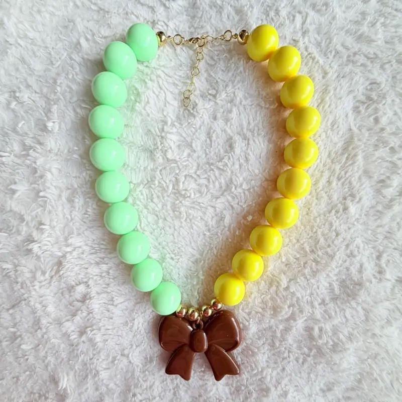 Maxi Bow Statement Necklace - Chunky, Color Block Design