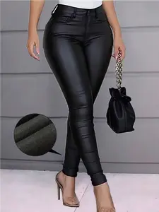 Apperloth Studio Women PU Leather Bodycon Long Pants Leggings Winter Trousers Xmas Gift