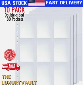 Trading Card Album Binder Protector Pages Sleeves 18 Pocket x 10 Sheets Baseball