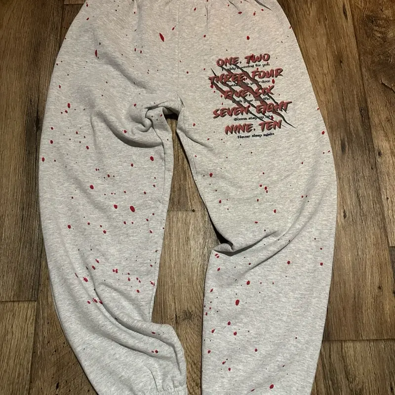Sweatpants Unisex with Unique Red Splatter Design and Number Pattern One Two Three Four Five Six Seven Eight Nine Ten