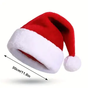 5 Pieces Christmas Hats, Unisex Adult Comfortable Thick Christmas Hats, Elastic Fit, Solid Color, Suitable for All Seasons, Christmas Theme, Lightweight, Top Opening, Red