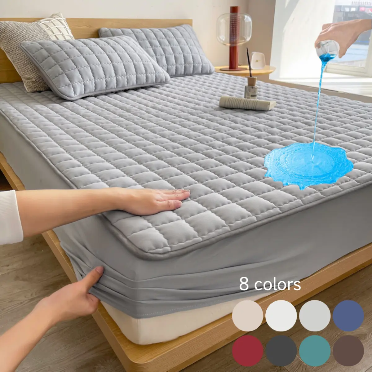 [bedsleep] 1pc Waterproof Fitted Sheet,Deep Pockets, Cooling anti-slip Elastic Bed Sheet, Bedroom Accessories for Elderly, Babies&Adults mattress cover Twin/Full/Queen/King Size Waterproof Bedding Sheet Deep Pocket Mattress Pad for Home Protection