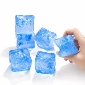 Cube Ice Stress Relief Toy - Squeeze Cube with Plasticine Dough Balls, Venting Decompression Block, Relaxation Fidget Gadget, Stress Relieving Accessory