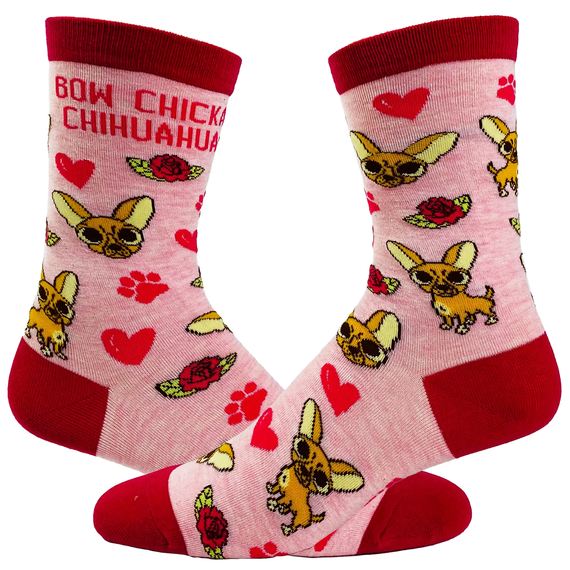 Women's Bow Chicka Chihuahua Socks Funny Pet Dog Small Breed Sarcastic Sex Footwear Funny Graphic Socks Comfortable Fitted Spandex Cotton