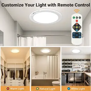 2026 No Wiring Rechargeable Ceiling Light Night Light Indoor, Battery Operated Led Lights for Bedroom with Remote, Living Room Bathroom Home & Kitchen Decor Lighting