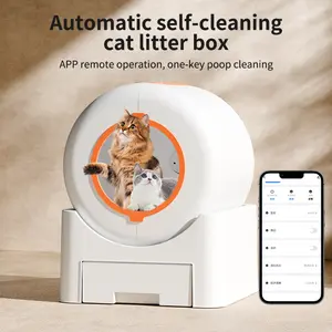 Smart litter box Low-Noise 64L Automatic Cleaning  with WiFi APP Control Safety Protection Easy Maintenance Simple Installation  Pets Sifting   Enclosed High-Sided sensor Self-Cleaning with APP Control   odor-free anti-urine leakage pivot Cat Steel Litter