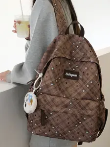 2026 New Plaid Star Print Backpack for Women, Large Capacity Lightweight Cute Doll Strap Bag, Multi-Color Choice, Casual Travel Laptop Bag