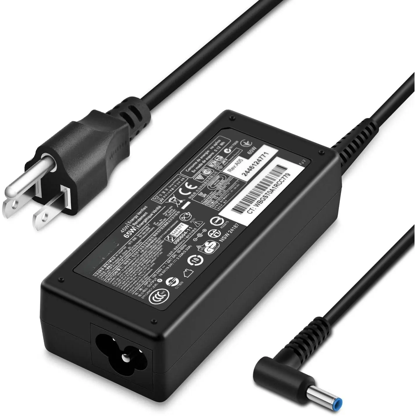 HP 65W-45W Smart Blue Tip Laptop Charger, Charger Compatible with HP Laptops