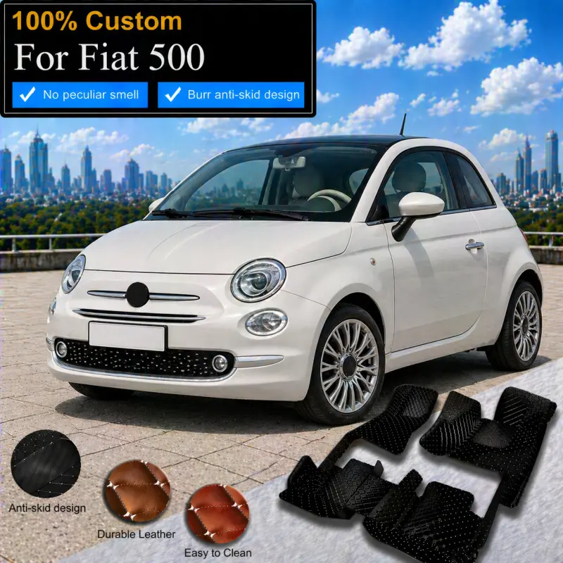 Pu Leather Car Floor Mats Suitable for Fiat Panda 312-319 2012-2024.Fiat 500 hybird 2021-2023.Fiat 500 LWB 2013-2024.Left Hand Drive or Right Hand Drive 2014 2015 2016 2017 2018 2019 2020 2021 2022 2023 2024 2025 2026