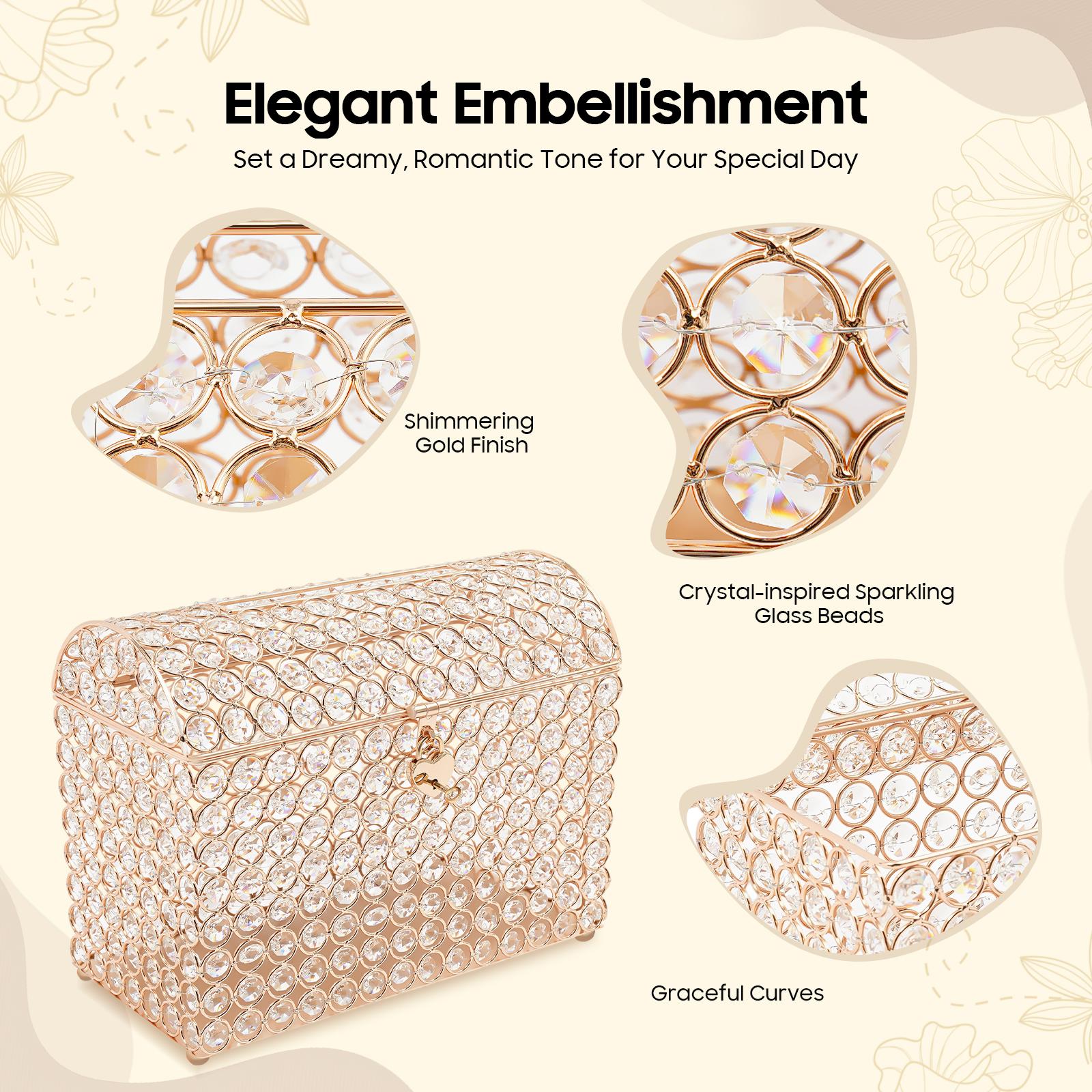 Wedding Card Box with Lock for Invitations Envelopes Photos Tips Donation