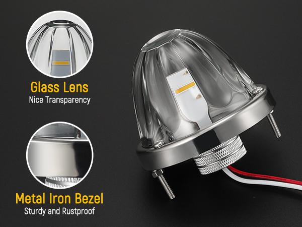 Partsam Glass LED Watermelon Lights Clear Lens LED Side Marker Lights