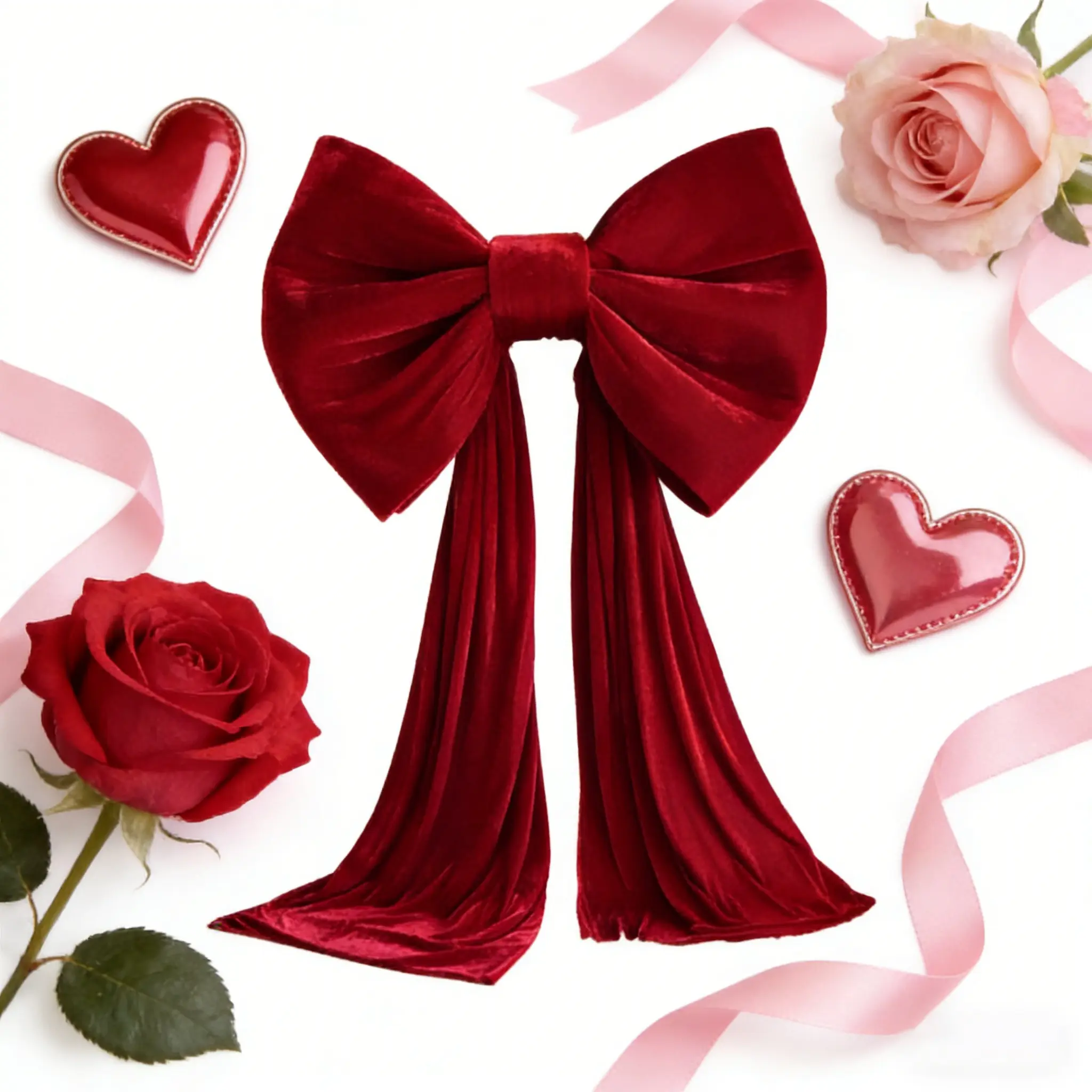 Giant Velvet Bow Tie Decorations, Long Tail Design for Home Wall Room Decoration, Hanging Decoration, Perfect for Valentine's Day Party Holiday