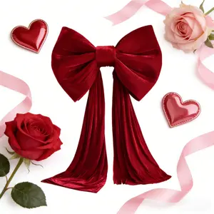 Giant Velvet Bow Tie Decorations, Long Tail Design for Home Wall Room Decoration, Perfect for Valentine's Day Party Holiday