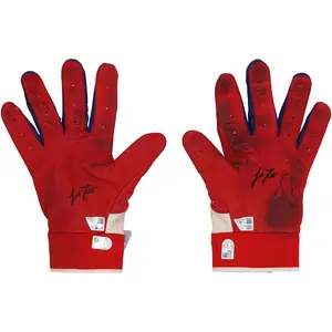 J.T. Realmuto Philadelphia Phillies Autographed Game-Used Red Nike Batting Gloves from the 2025 MLB Season - NF70450503-04 - Fanatics Authentic Certified