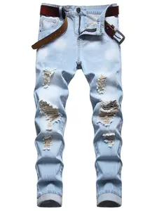 Men's Ripped Jeans,Slim Fit Distressed Straight Leg Fashion Denim Pants