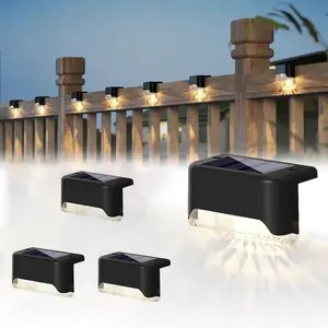 Solar Mini Fence Lights - Warm White Outdoor Wall Lights, IP65 Waterproof Solar Garden Decor for Yard, Front Door, Pathway & Staircase (Black)